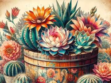 blooming cacti jigsaw puzzle online