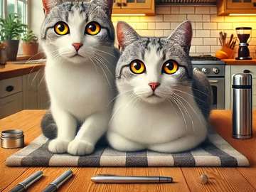 Cats on the kitchen table jigsaw puzzle online