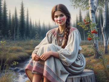 A girl in a folk outfit jigsaw puzzle online